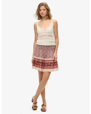 Superdry & Co Patchwork Mini Skirt - White