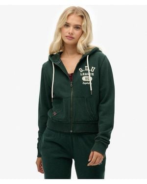 Superdry & Co Embroidered Athletic Essentials Relaxed Crop Zip-hoodie - Green