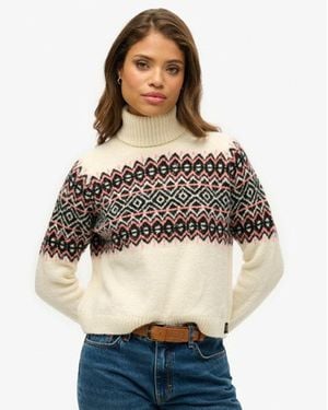 Superdry & Co Fairisle Pattern Roll Neck Sweater - Natural