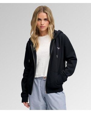 Superdry Signature Geborduurde Zip Hoodie - Zwart