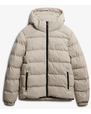 Superdry & Co Hooded Microfibre Sport Puffer Jacket - Natural
