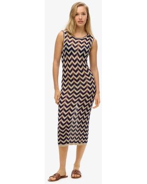 Superdry & Co Zig Zag Knit Midi Dress - Blue