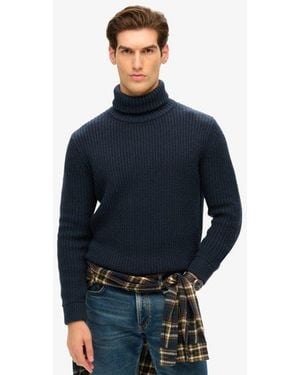 Superdry & Co The Merchant Store - Textured Roll Neck Jumper - Blue