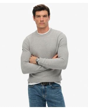 Superdry Homme Pull Texturé En Coton Léger Taille - Gris