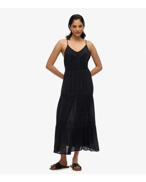 Superdry Lace Detail Ibiza Cami Maxi Dress - Black