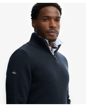 Superdry & Co Cotton Half Zip Knit Sweater - Blue