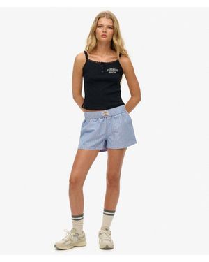 Superdry & Co Organic Cotton Stripe Elasticated Shorts - Blue