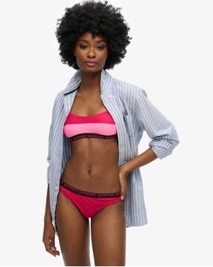 Superdry & Co Ladies Striped Elastic Bralette Bikini Top - Red