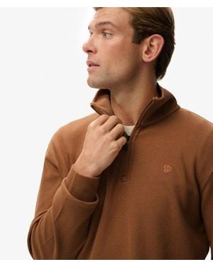 Superdry Ribbed Half Zip Sweater - Brown