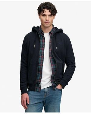 Superdry & Co Essential Logo Half Brushed Zip Hoodie - Blue