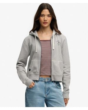 Superdry Athletic Essentials Cropped Zip Hoodie - Gray