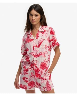 Superdry Beach Printed Short Sleeve Shirt - Red