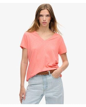 Superdry & Co Embroidered Slub Relaxed Fit V-neck T-shirt