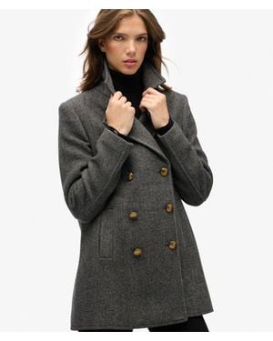 Superdry & Co Double Breasted Pea Coat - Grey