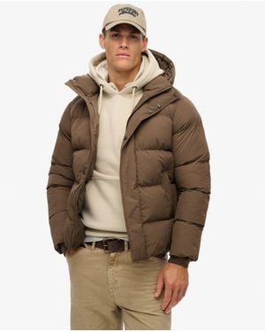 Superdry Hooded Puffer Jacket - Brown