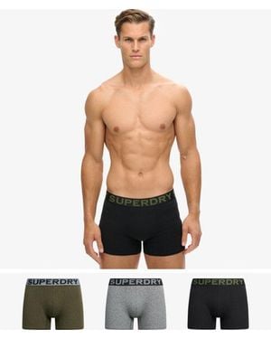 Superdry Organic Cotton Boxer Triple Pack Khaki/black / Asphalt Grit/winter Kahki Grit/black - Size: M - Blue