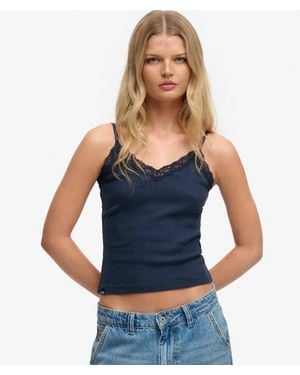 Superdry Essential Lace Trim Cami Top - Blue