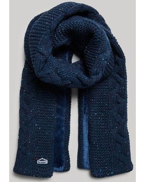 Superdry & Co Cable Knit Scarf - Blue
