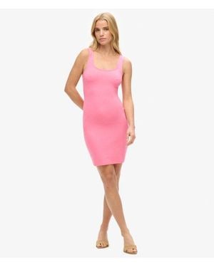 Superdry & Co Square Neck Jersey Mini Dress - Pink