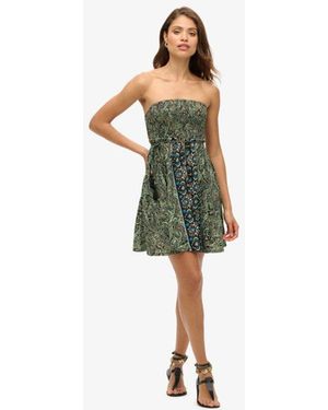 Superdry Ladies Slim Fit Paisley Print St Tropez Bandeau Dress - Green