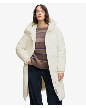 Superdry Longline Diamond Quilt Jas - Naturel