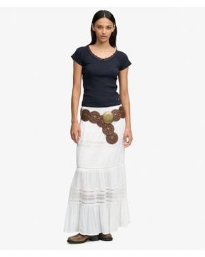 Superdry Ibiza Maxi Rok - Wit
