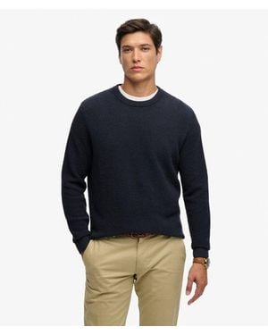 Superdry Textured Crew Knit Jumper - Blue