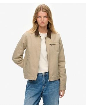 Superdry Cord Collar Quilt Ranch Jacket - Natural