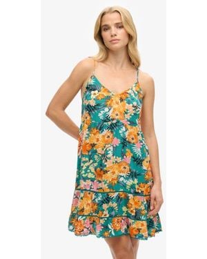 Superdry & Co Classic Viscose Cami Beach Dress - Blue