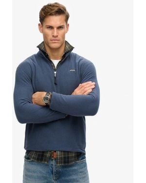 Superdry & Co Classic Logo Badge Polar Fleece Half Zip - Blue