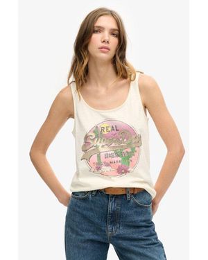 Superdry & Co Vintage Logo Narrative Vest Top - White