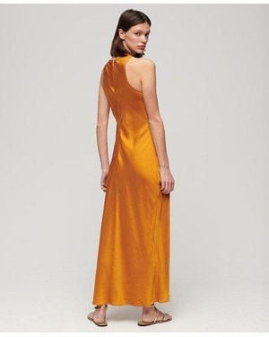 Superdry Satin Racer Midi Dress - Orange