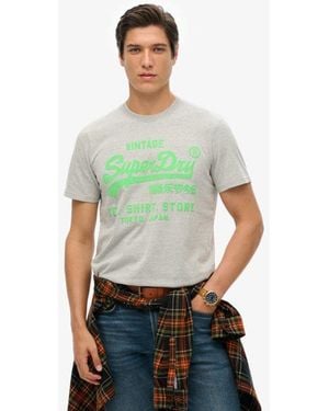 Superdry Mens Classic Neon Vintage Logo T-shirt - Green