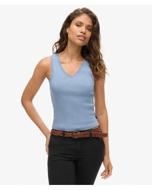 Superdry & Co Athletic Essentials Lace Trim Vest Top - White