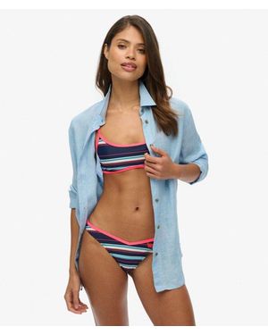 Superdry Striped Recycled Bikini Top - Blue