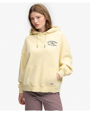 Superdry Luxe Casual Embroidered Relaxed Hoodie - Natural