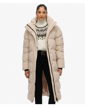 Superdry & Co Hooded Long Puffer Jacket - Natural