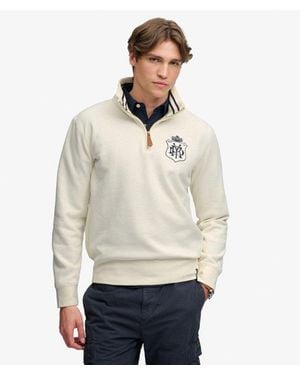 Superdry & Co Gothic Varsity Half Zip Sweatshirt - Natural