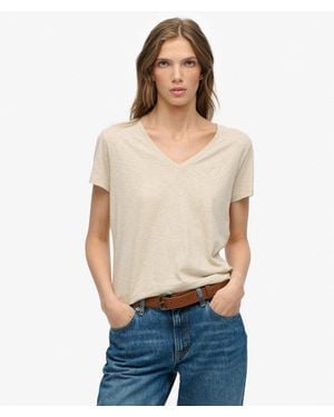 Superdry Studios Slub Embroidered Tee - Natural