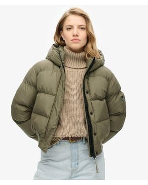 Superdry & Co Hooded Sports Puffer Bomber Jacket - Green