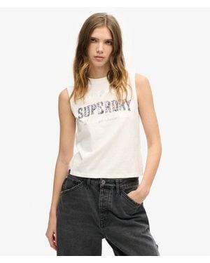 Superdry & Co Ladies Embellished Archive Fitted Tank Top - White
