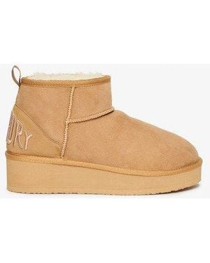 Superdry Suede Sherpa Platform Boots - Natural