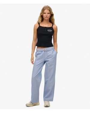 Superdry & Co Organic Cotton Stripe Elasticated Trousers - Blue