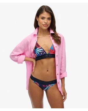 Superdry Femme Bas De Bikini Classique À Logo Taille - Rouge