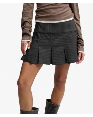 Superdry Bench X & Co Bench Logo Pleated Stripe Mini Skirt - Black