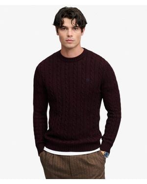 Superdry & Co Cotton Cable Knit Crew Sweater - Black