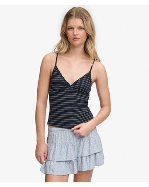 Superdry Athletic Essentials V-hals Wafel Camitop - Blauw