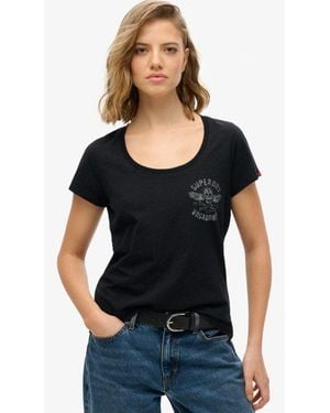 Superdry Lo-fi Biker Scoop Neck T-shirt - Black