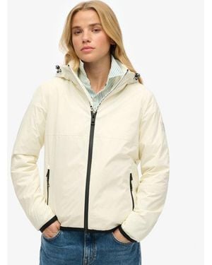 Superdry Hooded Logo Windbreaker Jacket - Natural