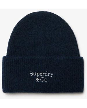 Superdry & Co Heritage Rib Knit Beanie Hat - Blue